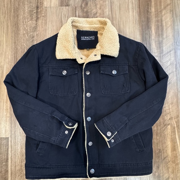 SERREMO Men's Black Sherpa-Lined Jacket, size medium - Picture 6 of 13